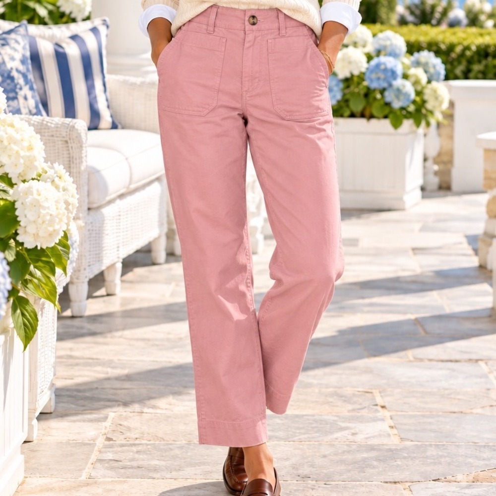 Maeve Anthropologie The Colette Wide Leg Linen Blend Pants Pink 25 D5